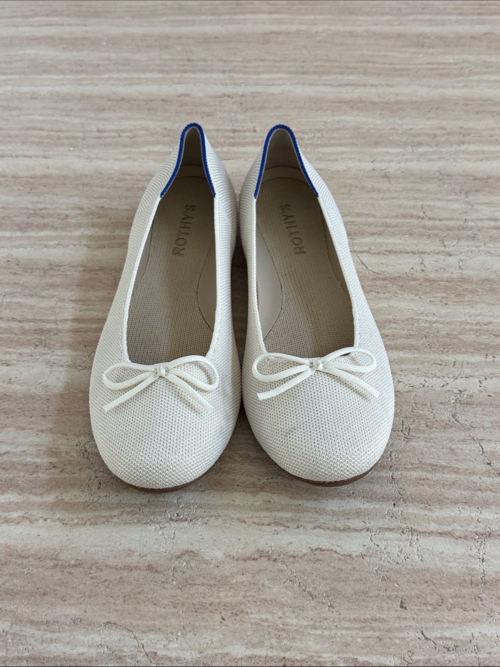 Rothy's Cream Knit Ballet Flats with Bow